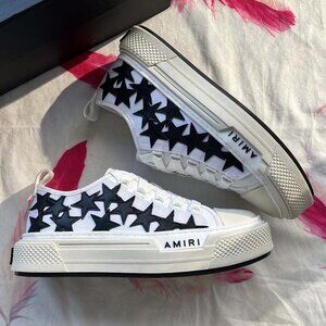 Amiri Court Star Patch Low-Top Sneakers Black And White